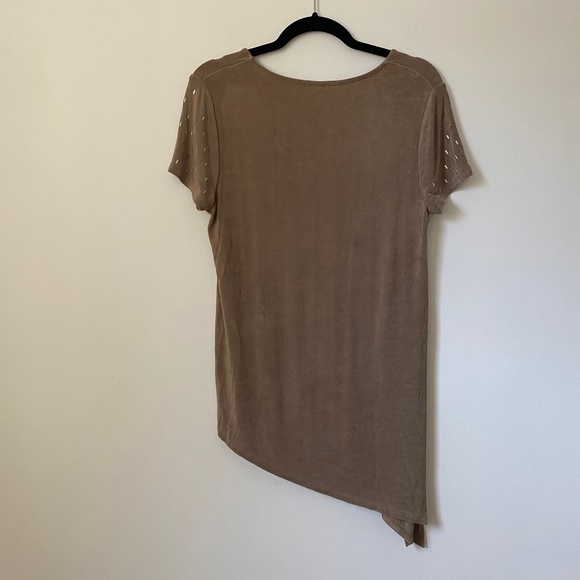 Chico's Brown Studded Round Neck High Low Slit Top - Picture 7 of 7